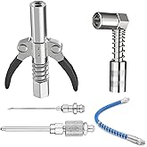 5pcs Grease Gun Fitting Kit Double Handles Grease Gun Coupler 90 Degree Grease Gun Coupler Adapter and Grease Needle Needle T