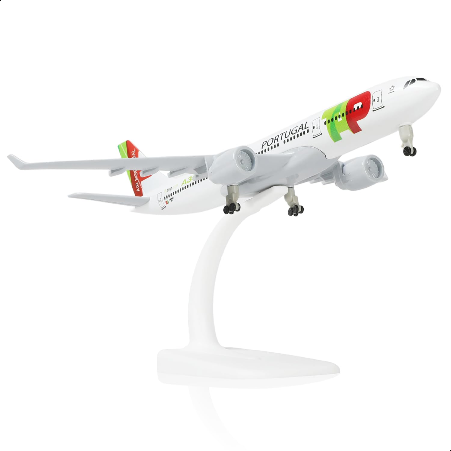 QIYUMOKE 1/300 Portugal A330 Diecast Metal Aircraft Model with Stand for Airbus A330 Model Aircraft (7.8 inch long) Suitable for Aviation Enthusiasts as Gifts, Exhibition Decoration