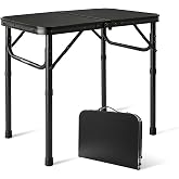 Small Camping Table 2Ft X 1.3Ft, Aluminum Portable Adjustable Table | 2-Position Adjustable Height, Lightweight Carry Handle, Medium Collapsible Camp Table for Picnic, Beach and Outdoor Cooking