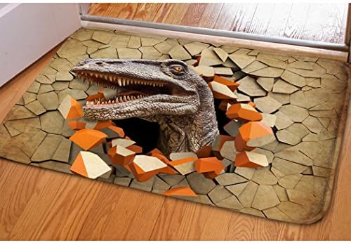 3D Dinosaur Print Entryway Doormat For Children's Bedroom Indoor Non Slip Water Dirt Trapper Bathroom Kitchen Floor Carpet Hallway Porch Entrance Soft Easy Clean Front Door Mat Balcony Dorm Small Rug