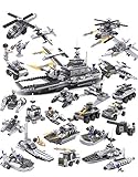 8 Packs 743 Pcs Military Building Blocks Aircraft Tank Warship Chariots Fighting Vehicle Toys for Boys 6-12 Years DIY Construction Brick Set