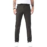 Plaid&Plain Men’s Slim Fit Khaki Pants Men’s Tapered Chino Pants