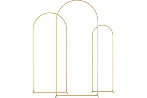 Doingart Metal Wedding Arch, Set of 3 Backdrop Stand for Wedding, Bridal, Indoor Outdoor Party Decoration (Yellow)