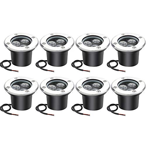 3W LED in Ground Lights, Well Light, Outdoor Landscape Lights, Pathway Lights, Warm White, Waterproof IP67 DC 12V 24V Low Voltage Outdoor Spotlights for Driveway, Deck, Step, Garden Lights (8 PACK) - Thumbnail 7
