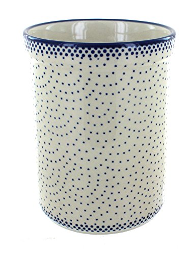 Click Here to See More Images Blue Rose Polish Pottery Small Dots Utensil Jar
