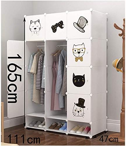 ワードローブdiyフリーコンビネーション多機能ワードローブプラスチック漫画パターンワードローブ 色 ナチュラル