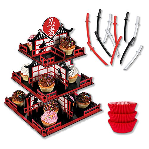 Ninja Cupcake Stand and Decorating Kit with Liners and Toppers - Thumbnail 4