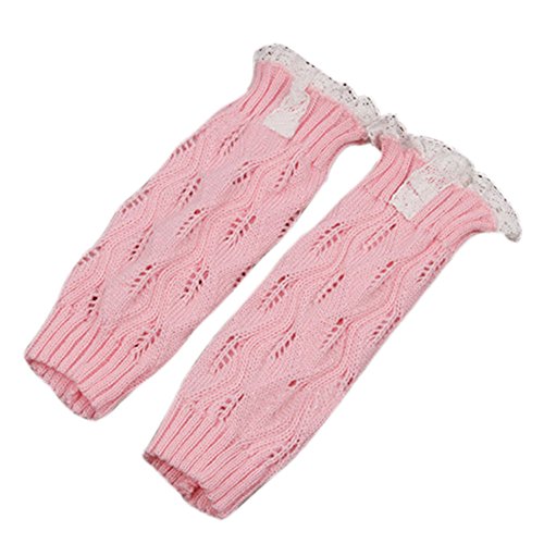 TRENTON Kids Girl's Crochet Knitted Leaf Lace Trim Cuffs Toppers Leg Warmers Boot Socks