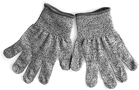 Tairacy Cut Resistant Gloves Safety Kitchen Proof Stab Resistant Stainless Steel Metal Mesh Butcher Gloves (G9, White Gray)