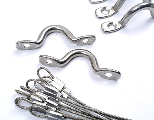 image for MxEol Stainless Pad Eye Straps Tie Down Kayak Deck Loops Bimini Boat T