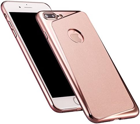 AmazingBull iPhone 7 Plus/iPhone 8 Plus (5.5 inch) Ultra-Thin PU Leather Hard case with Embedded Metallic Tablet, nanometer Electroplating Frame, Special Plus Design (Rose Gold)