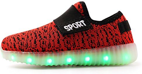 MagicStep Kids 7 Colors LED Light Up Shoes for Girls Boys(YZMSK Red 32EU)