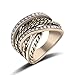 Mytys Retro Vintage Gold Tone Interwined Crossover Crystal Fashion Statement Rings (8)
