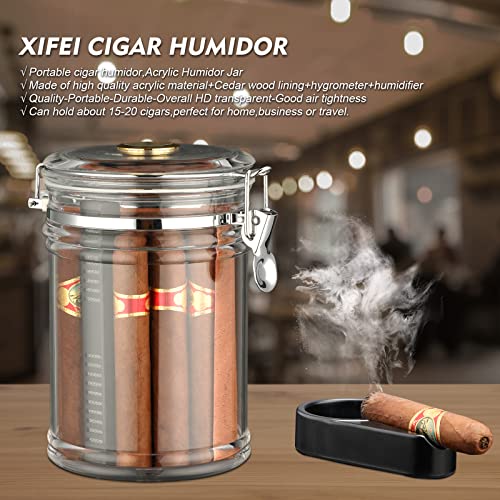 XIFEI Acrylic Humidor Jar with Humidifier and Hygrometer,humidor That