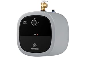 Westinghouse 2.5 Gallon Electric Mini Tank Water Heater, 120V, 1440W Instant Hot Water for Point-of-Use, Compact Under Sink & RV Design, Easy Wall/Floor Mount, UL Listed (Gray)