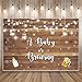 Allenjoy 7x5ft Baby is Brewing Baby Shower Backdrop Beer Party Banner Glitter Rustic Wood Board Baby Shower Photography Background Photo Booth Props