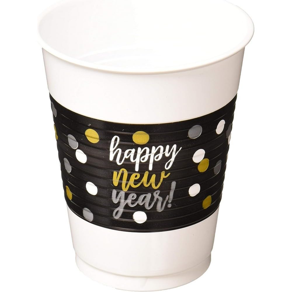 Amscan 420133 - Cheers to You New Years Eve Party Plastic Cups - 25 Pack, White