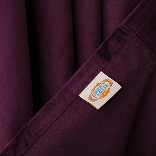 Sideli Solid Rod Pocket Matt Heavy Velvet Curtain Drape Panel Blackout Super Soft in Theater| Bedroom| Living Room| Hotel 1 Piece (52-Inch-by-84-Inch, Purple-rod pocket) - Thumbnail 5