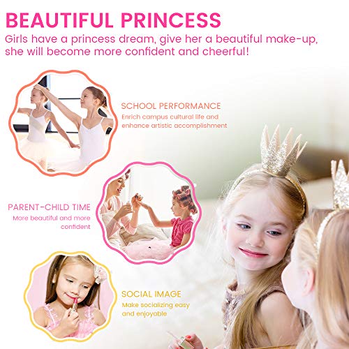 SHANNA Kids Makeup Kit for Girl, 12 Pcs Realistic Washable Non Toxic Pretend Makeup for Kids Girls Toddler 3 4 5 6 7 8 Year Old - Play Makeup for Little Girls