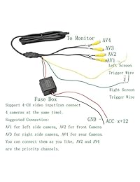 800 x 480 HD Dual visualización Espejo, 4.3" Retrovisor de copia de seguridad Monitor TFT visualización LCD 4 canales de entrada de vídeo para coche trasero cámaras delantera vista lateral