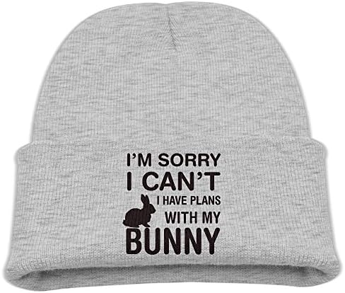 Children Fashion Cuff Sorry I Can't I Have Plans With My Bunny Retro Warm Winter Knit Cap Unisex