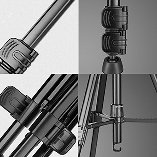 Camera Tripod,57''DSLR Aluminum Camera Tripod for Canon, Nikon, Sony, Samsung, Olympus, Panasonic & Pentax + eCost Microfiber,With 1/4" 3 Way PanHead,2 Bubble Level,57",Load up to 8.8lb, Carry Bag