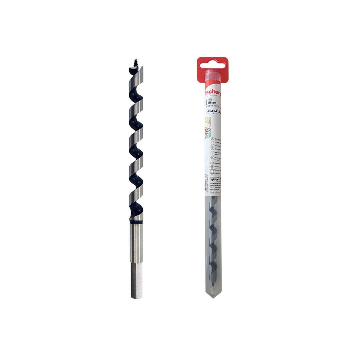 Fischer 551332 D-WL PL 10x230 K Professional Steel Drill bit with Lewis Type Centering Device, for Solid Wood, lamellar Wood,