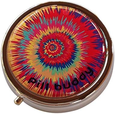 Pyschadelic Colorful Round Three Compartment Pocket/Purse/Travel Pill Box Case