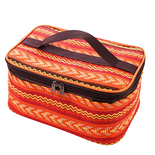 Homyl Outdoor Tableware Storage Bag Handbag Chinese Ethnic Style Spice Jars Organizer Case Carry Bag