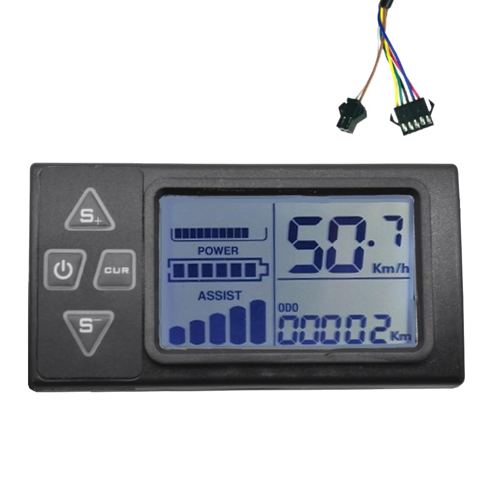 Lvsnswio LCD Ebike Display Dashboard Meter LCD Display 24V 36V 48V 60V S861 for Electric Bike BLDC Controller Control Panel(SM Plug)
