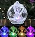 LED Caduceus Glass Globe Christmas Ornament Hand Painted Glittery Snowflakes and Snow Lighted Color Changing Nurses Day Gift