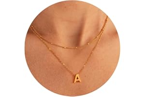GIFT4U Initial Necklaces for Women - 18K Gold Plated Layered Dainty Personalized Initial A-Z Pendant Necklaces Trendy Choker Necklaces Bead Chain Cute Letter Name Necklace Gold Jewelry Gifts