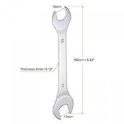 uxcell Thin Open End Wrench, 16mm x 17mm Metric