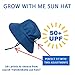 Toddler Boys Quick Dry Sun Protection Hat 50 UPF, Drawstring Adjustable, Stay-on (M: 6-18m, Blue Plaid)