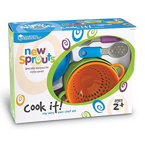 Learning Resources New Sprouts Cook it!, 6 Pieces, Ages 2+ Pretend Play Food for Toddlers, Preschool Learning Toys, Kitchen Play Toys for Kids