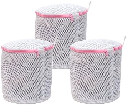 Set of 3 Extra Large Bra Wash Mesh Laundry Delicates Net Bag (A To D Cup) Reusable Travel Zip Up Machine Washable For Lingerie, Baby Socks, Underwear With Zipper(White) size: 3 Bra Wash Bag