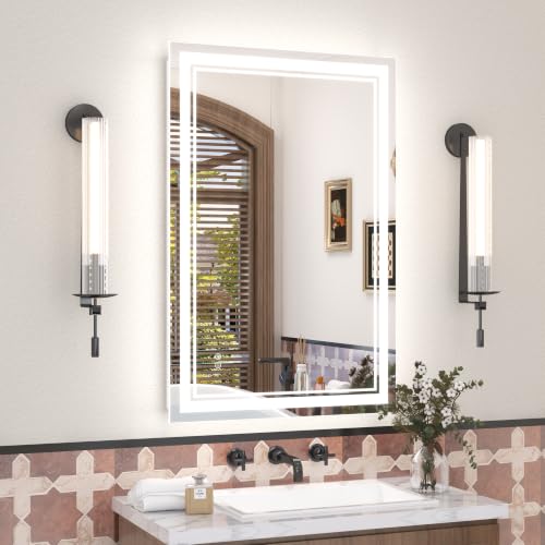 OKPAL LED Bathroom Mirror 24x36 Dimmable Anti-Fog