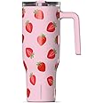 Hydrapeak Voyager 40 oz Tumbler with Handle and Straw, 100% Leakproof Insulated Tumbler with Sip and Straw Lid, Made of Stainless Steel, Cup Holder Friendly Base (Strawberries)