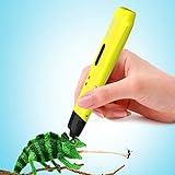 3D Pen, New Intelligent 3D Printing Pen/3D Doodle Printers Set for for Drawing, Doodling, Painting and 3D Model Making Doodle Arts&Crafts Drawing with LCD Screen Gift 3 Pack ABS 3D Filament(Yellow)
