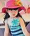 Tomily Kids Multi-Colors Large Brim Flower Link Chain Beach Straw Sun Hats for Girls