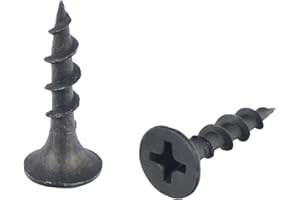 Jigreat #6 x 3/4" Drywall Screws 100pcs Black Phosphate Coated Flat Bugle Head Phillips Drive Fast Coarse Thread Screw for Wood Sheetrock Studs Gypsum Board Drywall