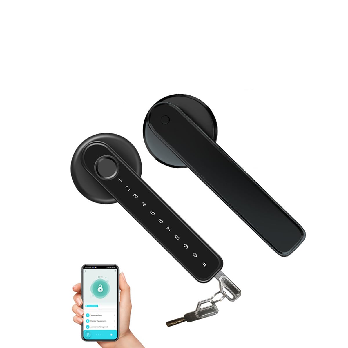 Xenocam Fingerprint Smart Door Lock with Keypad Handle for Home, Apartment, Office, Front Door, Bedroom, Keyless Entry Door Lock