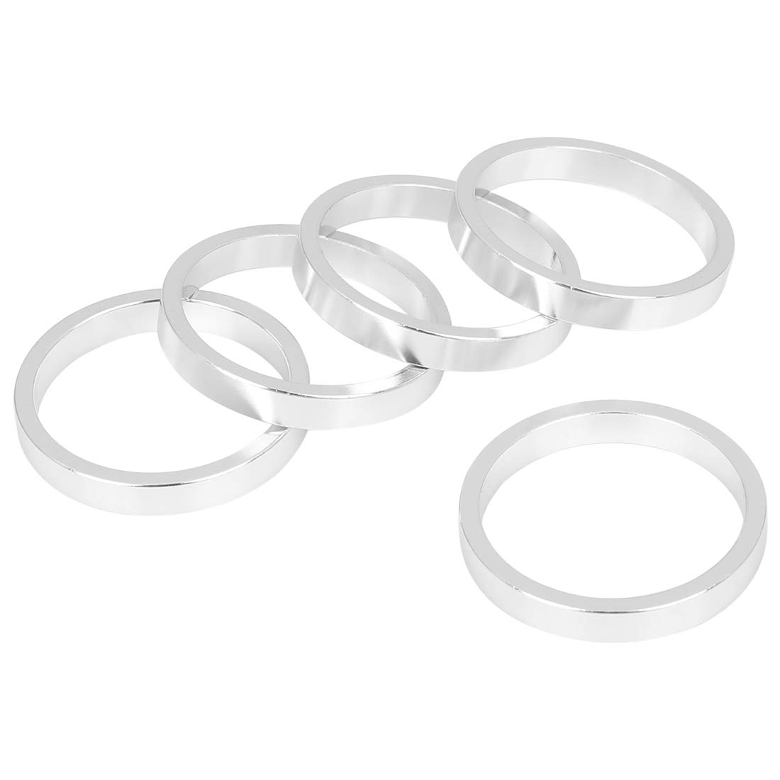 X AUTOHAUX 5 Pcs 5mm Bike Bicycle Headset Spacer Fit 11/8inch Stem Silver Tone