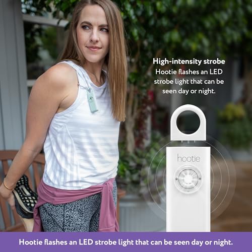 Hootie Personal Safety Alarm for Women, Men, & Kids - Keychain Alarm, Self Defense Strobe & Siren, Security Siren Keychain with 130dB Self Defense Siren & Strobe Light - Black