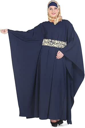 Amazon.com: Momin Libas Women's Rida Navy Blue Kaftan Style Kashibo Long Dress Abaya Islamic 