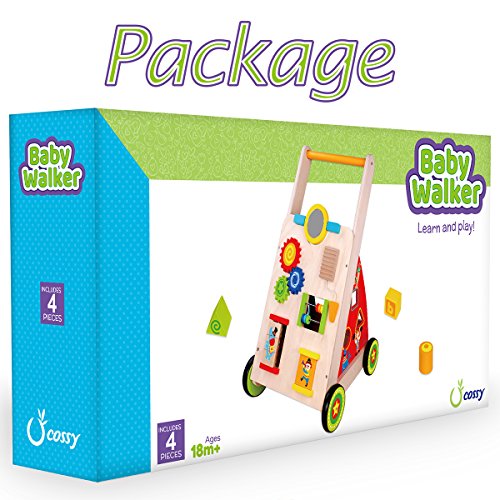 cossy Wooden Baby Walker Toddler Toys for 18 Month, Push and Pull Toy Learning Walking Toys