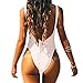 MOLFROA Women's Sexy Deep-V Neck Backless Stretch Monokini One Piece Swimsuits Swimwear