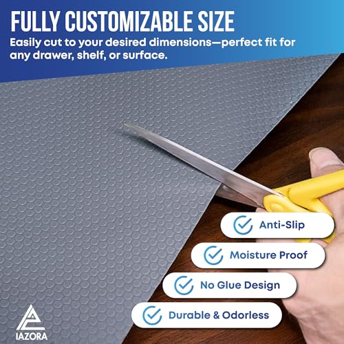 IAZORA Shelf Liner for Kitchen Large 2 Rolls (40 x 200cm) Non-Adhesive Drawer Liner, Non-Slip Food Grade EVA Cabinet Liner for shelves, Stain-Proof contact paper for Refrigerator and Drawers