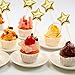 20Pcs Cupcake Toppers Muffin Decor Gold Glitter Star Cupcake Toppers Fun Cake Toppers Picks Mini Birthday Cake Decor Shiny Color Sticks for Baby Boys Girls Kids Birthday Party and Wedding Supplies