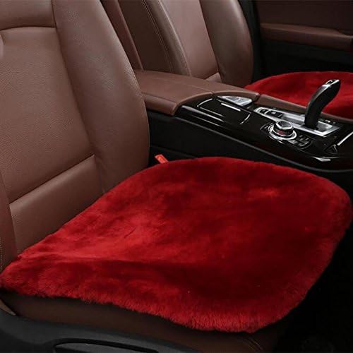 LPY-Luxurious Sheepskin Long Wool Square Car Seat Cushion Fur Covers Chair Pads White , han pink